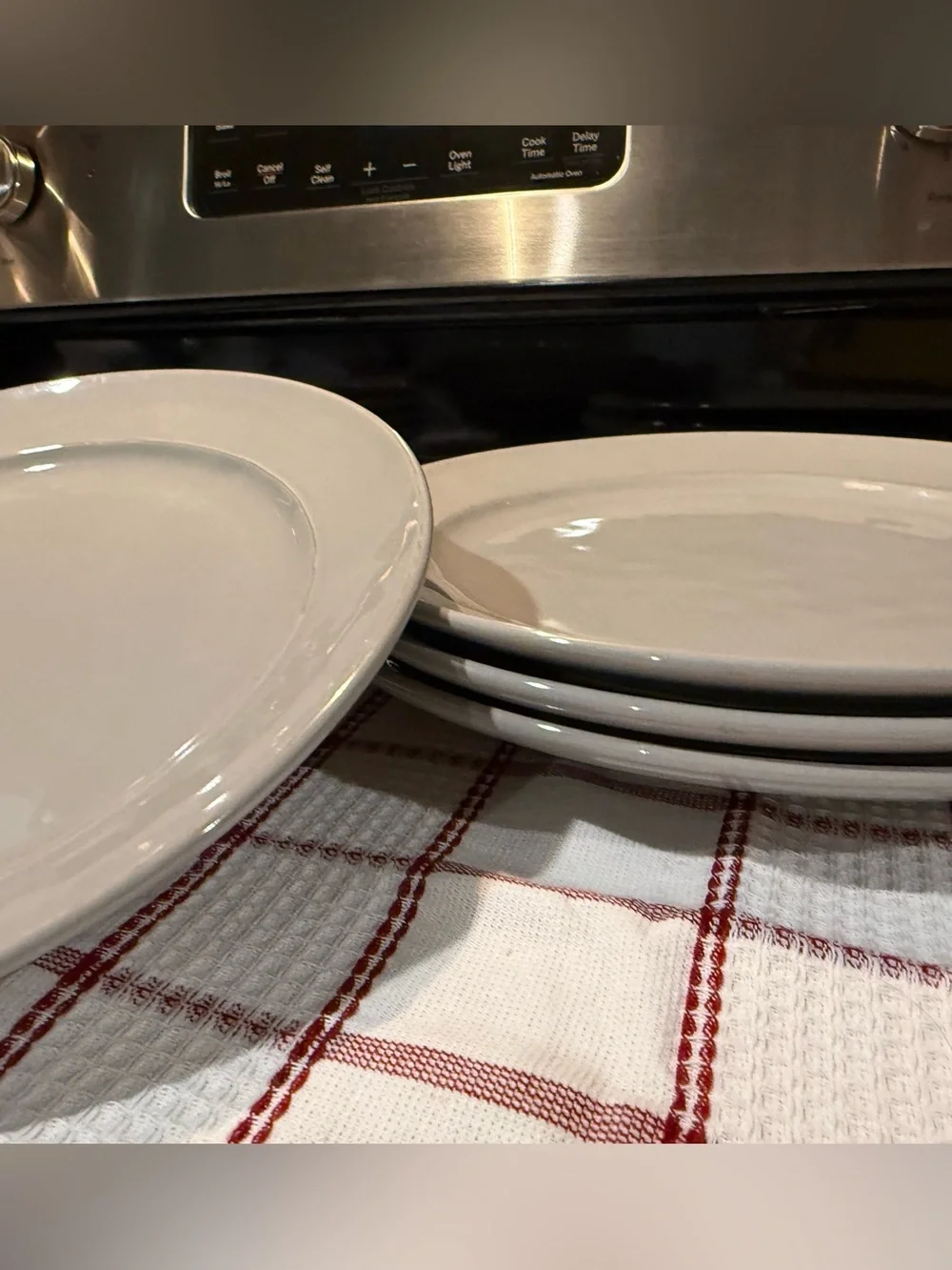 LG Pottery Barn Handcrafted Stoneware Cambria Dinner Plates, Gray, S/4